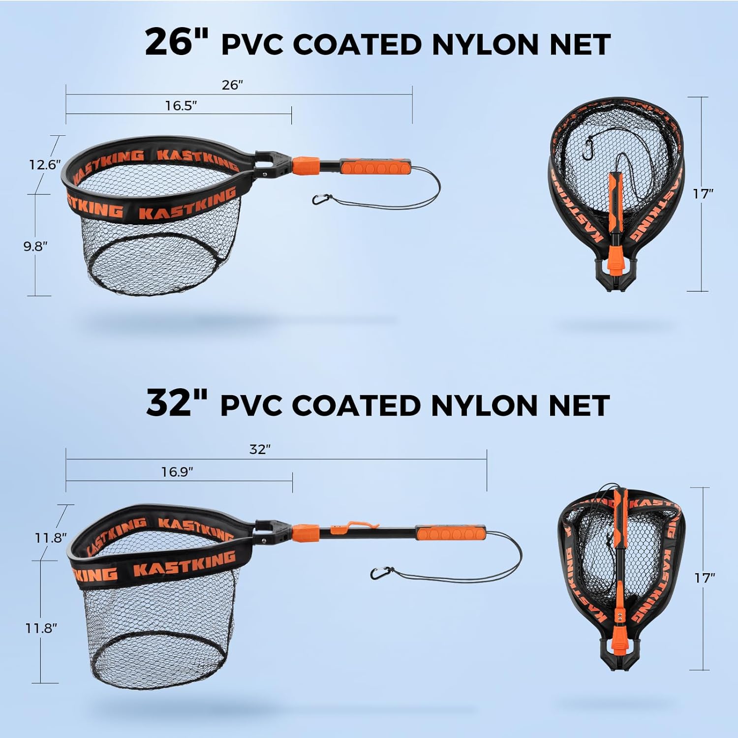 KastKing Titanet Fishing Net, Durable Aluminum Handle, Non-Slip Hi-vis Grip, Compact Storage Bag & Lanyard, Ideal for Kayak & Wading Fishing, Two Nets Options - Image 9