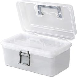 MoNiBloom Portable Tackle Boxes Organizer with Removable Tray, Portable Waterproof Clear Plastic Storage Tool Box Container Case with Handle for Fishing Tackles, Hardware, Makeup, Hair Accessories