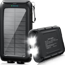 Solar-Charger-Power-Bank-49800mAh Portable Solar Phone Charger with LED Flashlight/15W Fast Charge USB C Waterproof External Backup Battery Pack for All Cell Phones & Electronic Devices